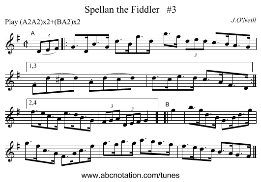 Spellan the Fiddler   #3 - staff notation