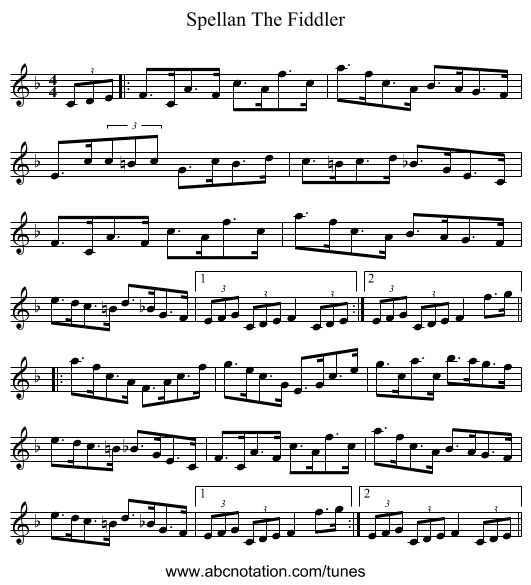 Spellan The Fiddler - staff notation