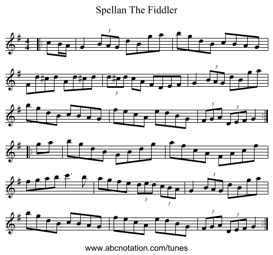 Spellan The Fiddler - staff notation