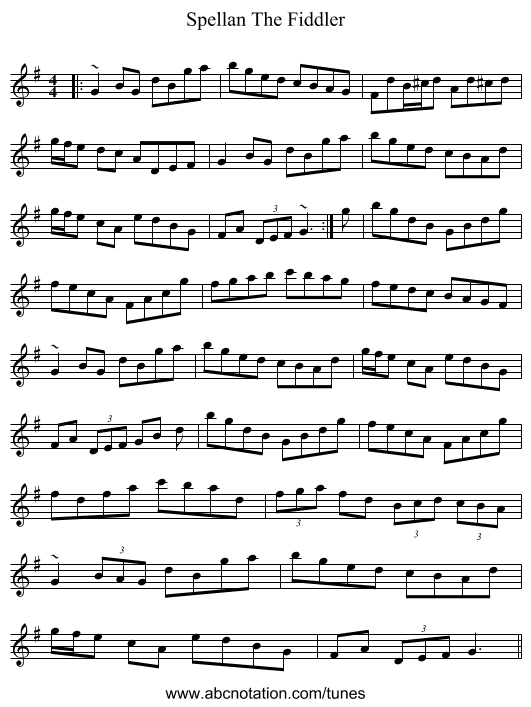 Spellan The Fiddler - staff notation