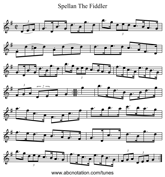 Spellan The Fiddler - staff notation