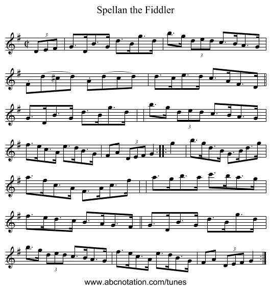 Spellan the Fiddler - staff notation