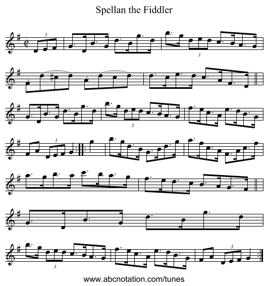 Spellan the Fiddler - staff notation