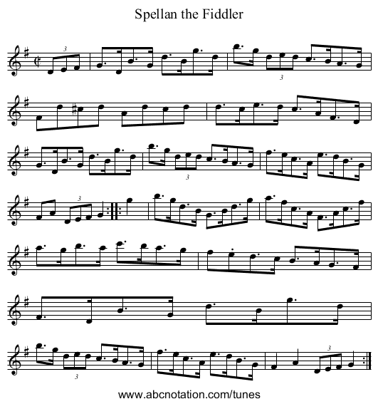 Spellan the Fiddler - staff notation