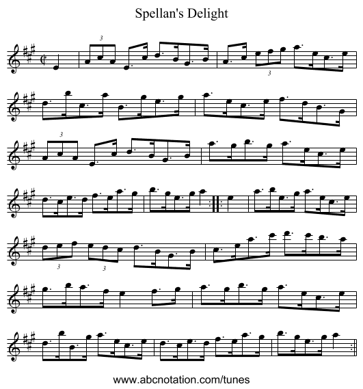 Spellan's Delight - staff notation