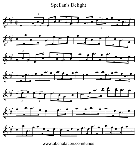 Spellan's Delight - staff notation