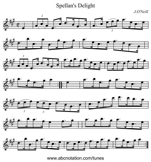 Spellan's Delight - staff notation