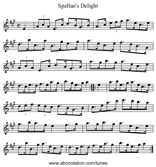 Spellan's Delight - staff notation