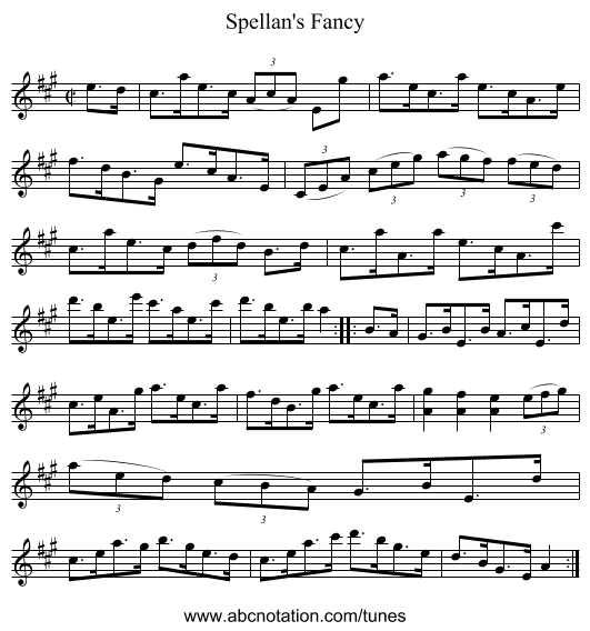 Spellan's Fancy - staff notation