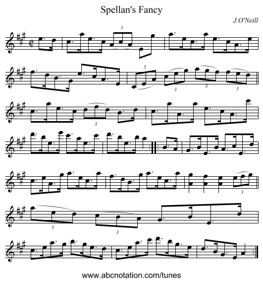 Spellan's Fancy - staff notation