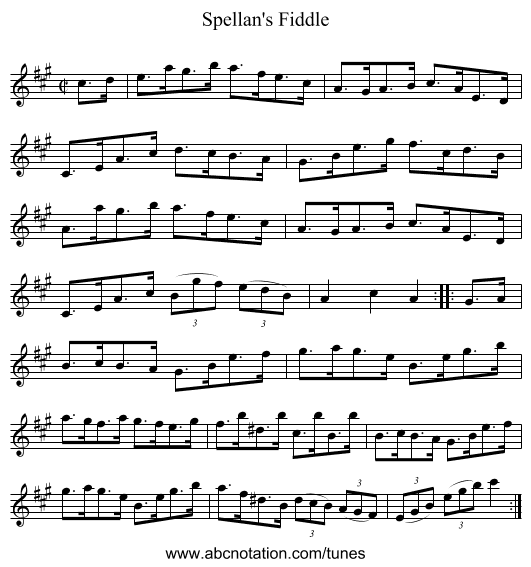 Spellan's Fiddle - staff notation