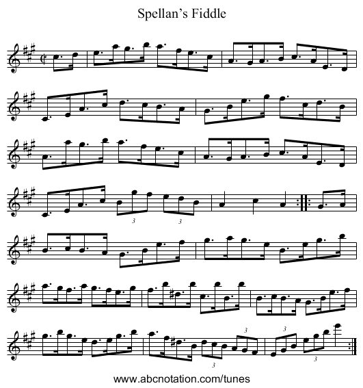 Spellan’s Fiddle - staff notation