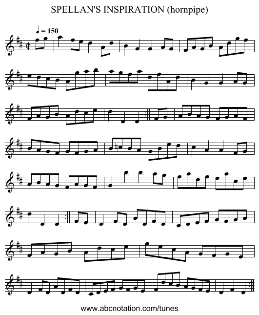 SPELLAN'S INSPIRATION (hornpipe) - staff notation
