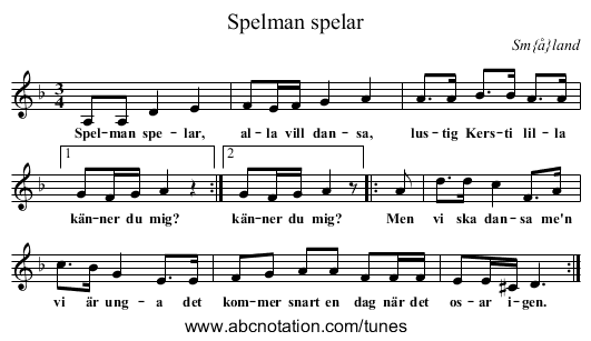 Spelman spelar - staff notation