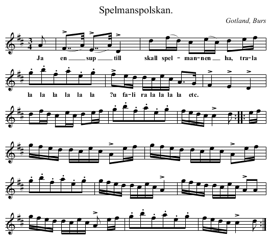 Spelmanspolskan. - staff notation