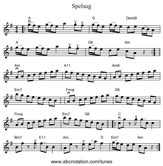 Spelsug - staff notation