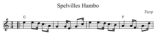 Spelvilles Hambo - staff notation