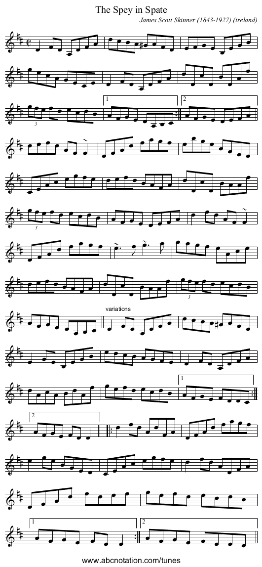 Spey in Spate, The - staff notation