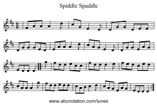 Spiddle Spaddle - staff notation