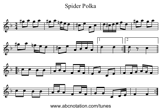 Spider Polka - staff notation