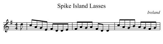Spike Island Lasses - staff notation
