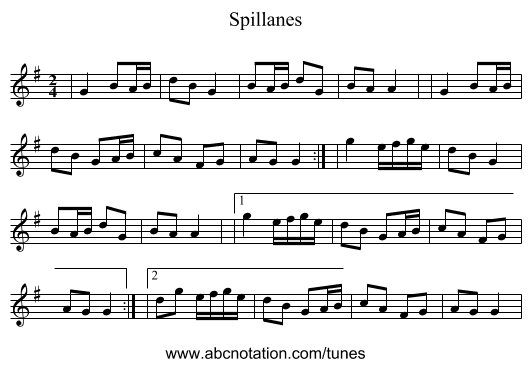 Spillanes - staff notation