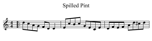 Spilled Pint - staff notation