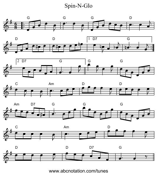 Spin-N-Glo - staff notation