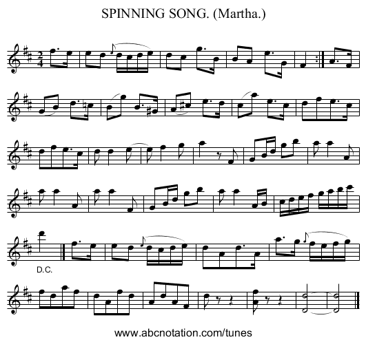 SPINNING SONG. (Martha.) - staff notation