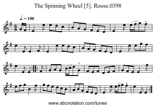Spinning Wheel [5]. Roose.0398, The - staff notation