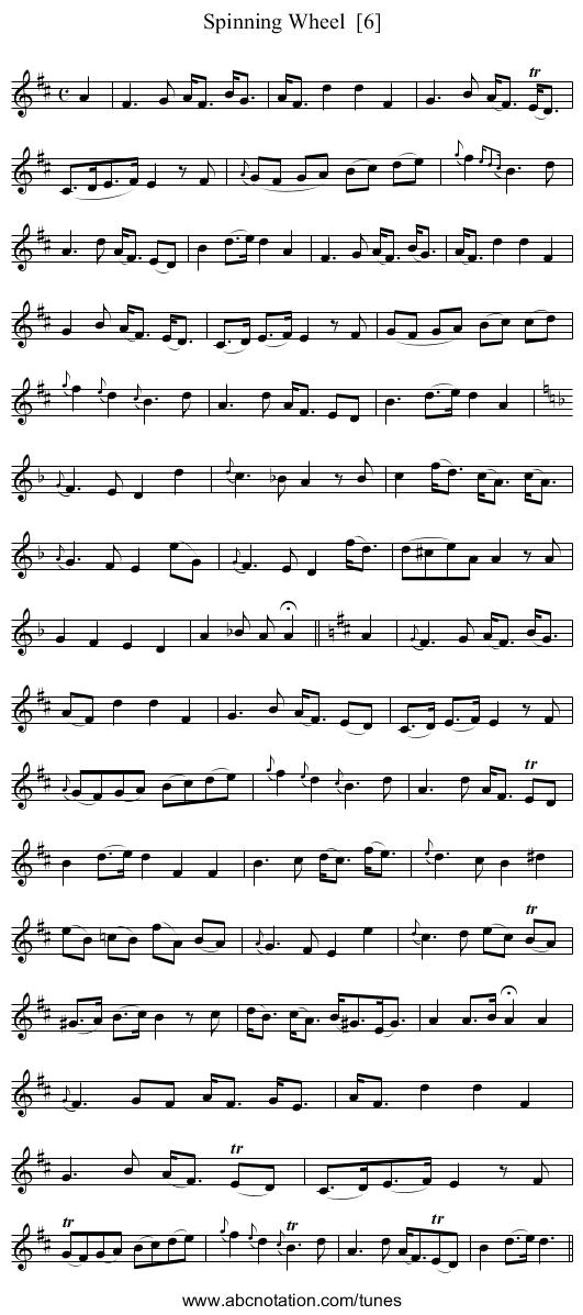 Spinning Wheel  [6] - staff notation