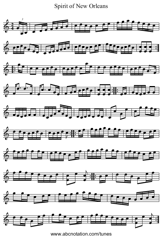Spirit of New Orleans - staff notation