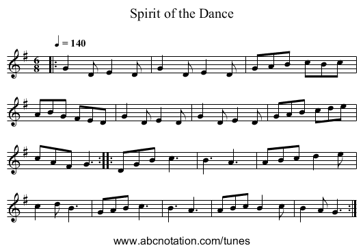 Spirit of the Dance - staff notation