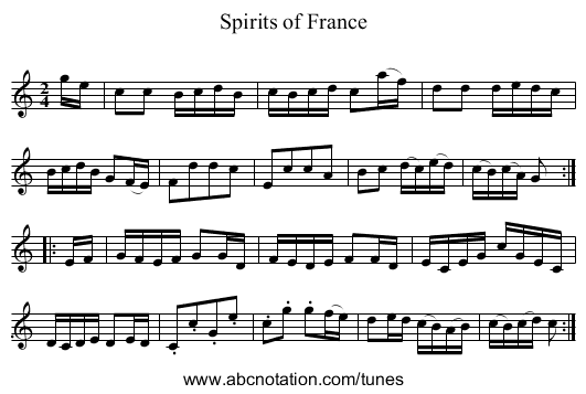 Spirits of France - staff notation