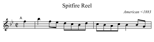Spitfire Reel - staff notation