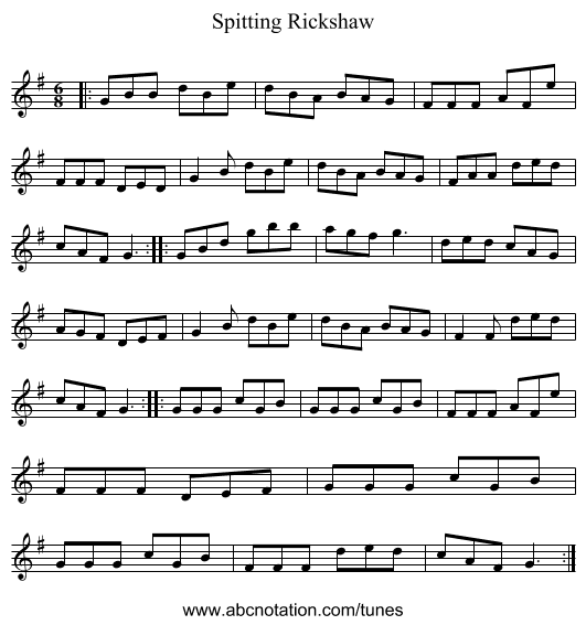 Spitting Rickshaw - staff notation