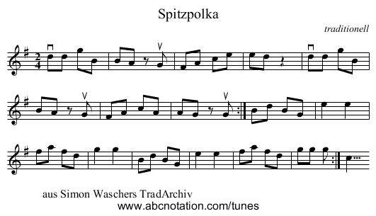 Spitzpolka - staff notation