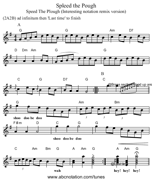 Spleed the Pough - staff notation