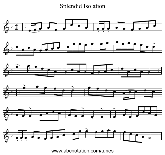 Splendid Isolation - staff notation