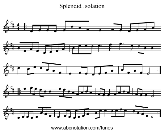 Splendid Isolation - staff notation