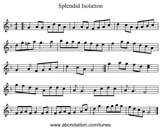 Splendid Isolation - staff notation