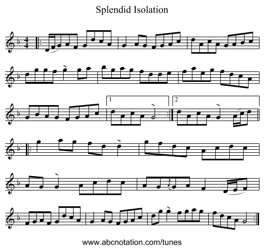 Splendid Isolation - staff notation