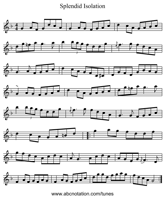 Splendid Isolation - staff notation