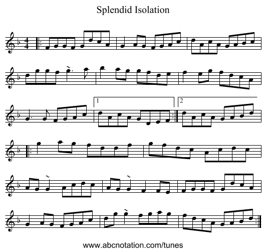 Splendid Isolation - staff notation