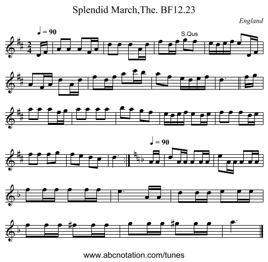 Splendid March,The. BF12.23 - staff notation