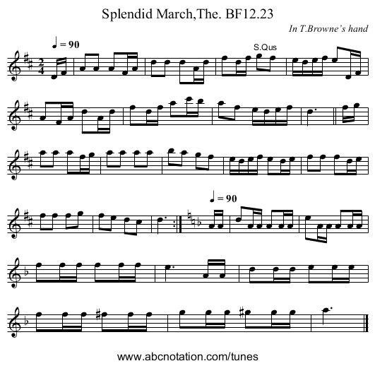Splendid March,The. BF12.23 - staff notation