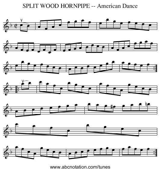 SPLIT WOOD HORNPIPE -- American Dance - staff notation