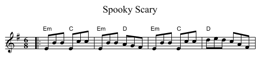 Spooky Scary - staff notation