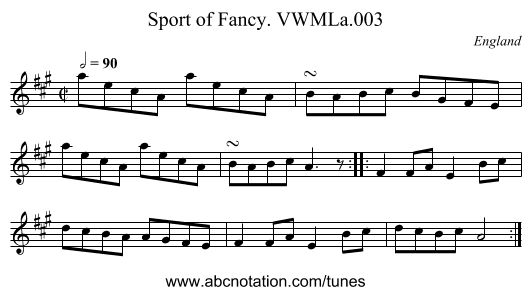 Sport of Fancy. VWMLa.003 - staff notation