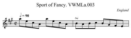 Sport of Fancy. VWMLa.003 - staff notation